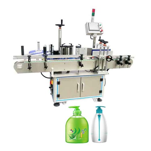 PLC vadības augstas kvalitātes galda automātiskā plastmasas minerālūdens ovālas pudeles uzlīmes marķēšanas mašīna 